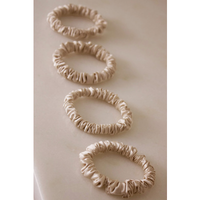 Skinny Hair Scrunchies - Beige