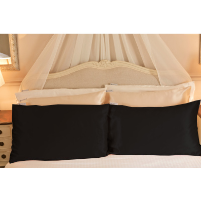 2 Black Silk Pillowcases