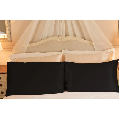 2 Black Silk Pillowcases