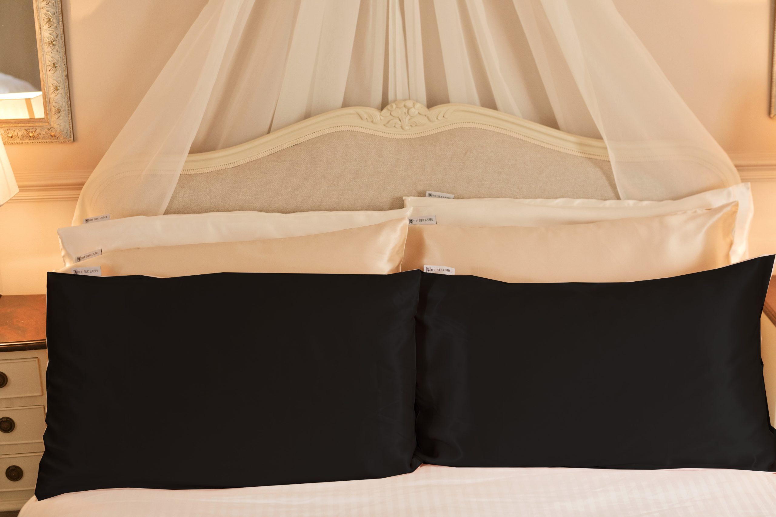 2 Black Silk Pillowcases